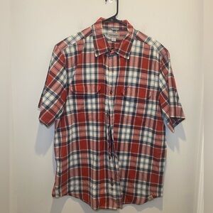 Carhartt Plaid Striped S/S Button-Up Shirt Red White Blue Men’s Size XL EUC